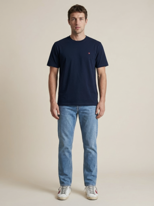 Navy RISE Bundle T-shirt front view, featuring a casual fit and RISE brand logo on the chest.